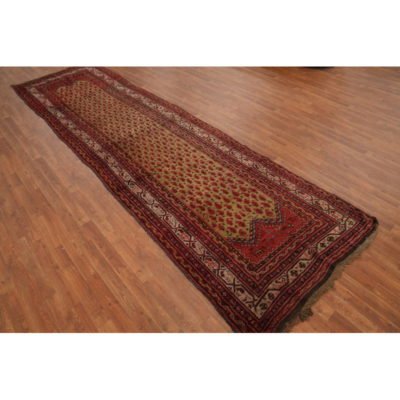 Antique Vegetable Dye Traditional Runner Rug 4x14