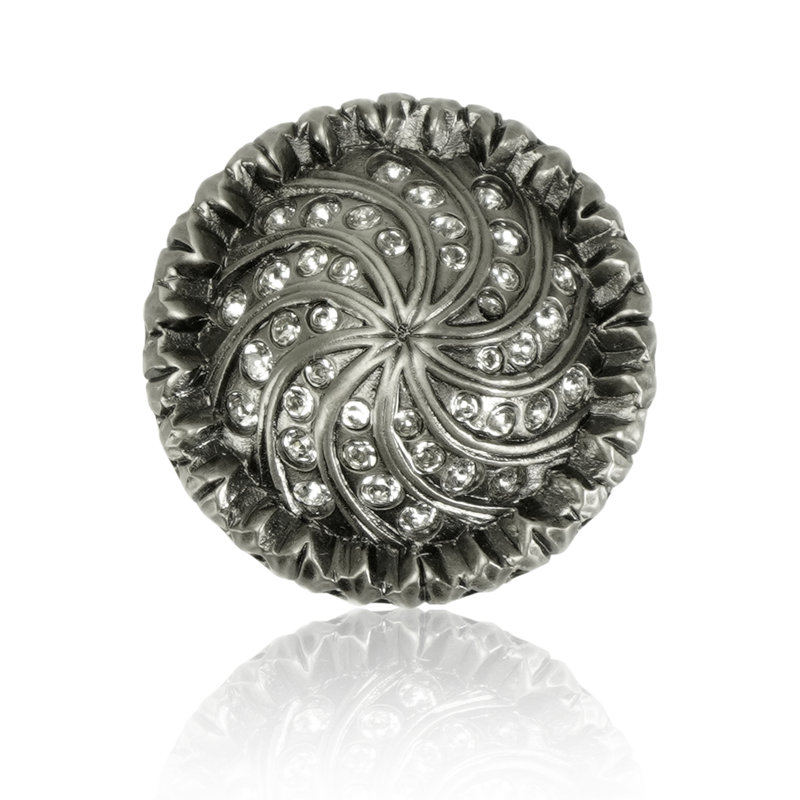 FONTAINEBLEAU KNOB; CLEAR CRYSTAL , Antique Nickel