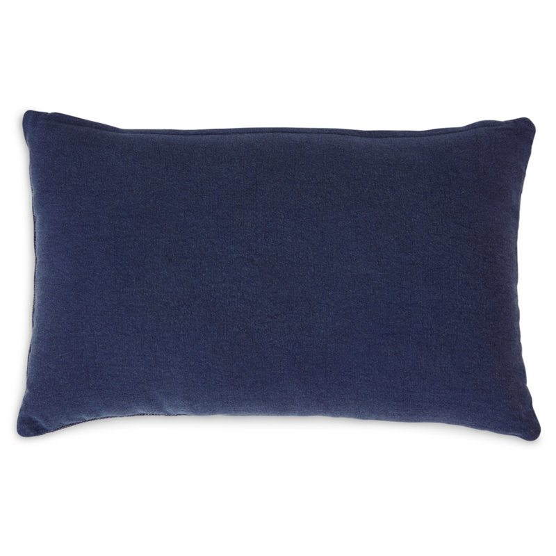 Navy Blue Stonewashed Cotton Lumbar Pillow with Insert