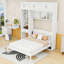 Lit escamotable en bois avec bureau intégré, armoires suspendues et tablettes latérales-1585342074-1585342069
