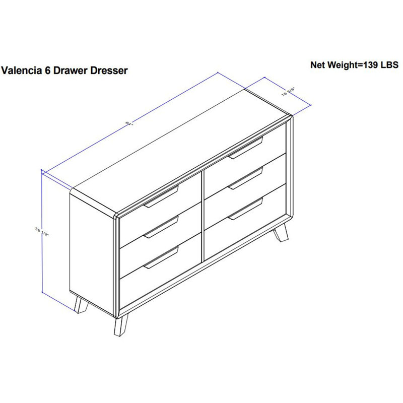 Commode 6 tiroirs Brette