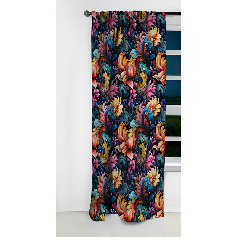 Motif cachemire bohémien Rhapsody II - Rideau floral - Rideau occultant floral - 1 panneau, L 52 po x L 95 po