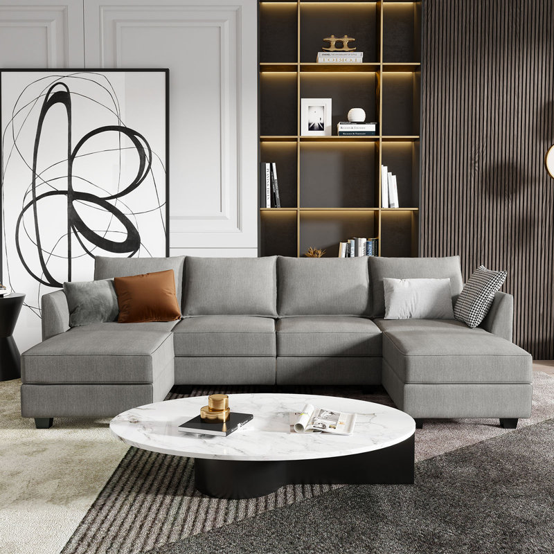 Canapé modulaire rembourré en U Tremee, Polyester gris