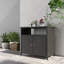 Table de buffet d'extérieur avec rangement en métal et osier Caetlin l 35,8 po x P 21,1 po-524207577