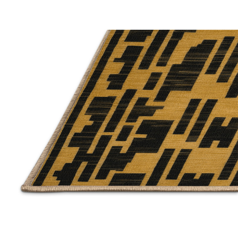 Tapis brun treillis lavable à la machine, Carré 5 pi