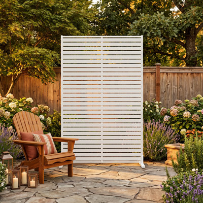 Extra-Sturdy 72" Room Divider – Windproof Outdoor/Indoor Privacy Screen With 0.8" Quiet Panels & Secure Ground Stakes