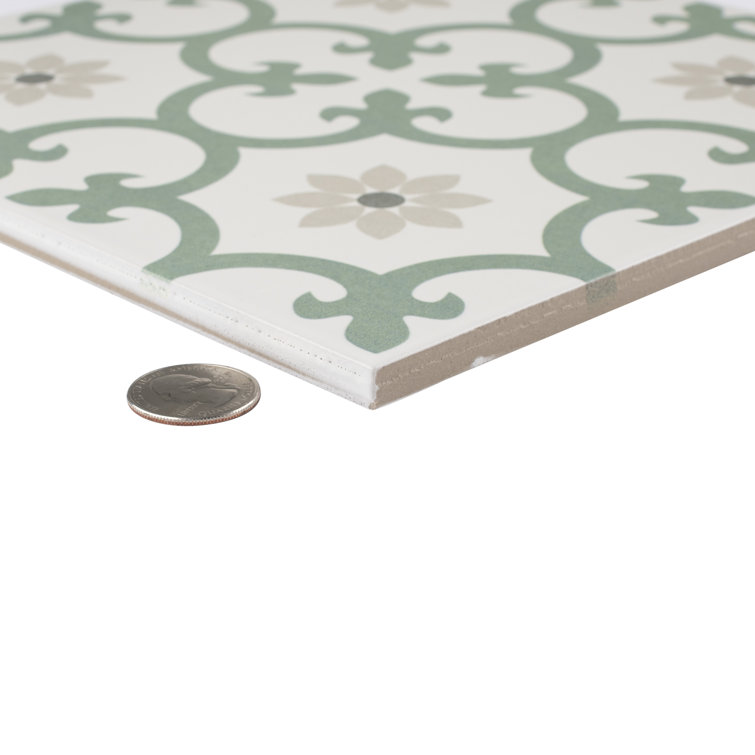 Daria 10" x 10" Porcelain Patterned Wall & Floor Tile