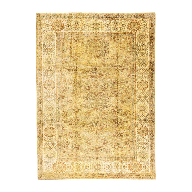 Tapis chameau et ivoire noué à la main de haute qualité