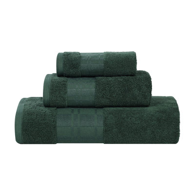Davis Larissa Cotton Medium Weight Geometric Border 3 PC Assorted Towel Set