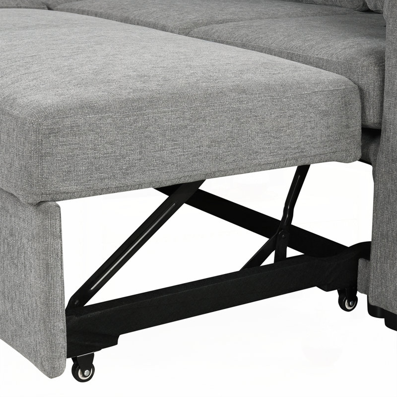 107.1" Sectional Sofa Convertible Pull-Out Sofa Bed, Gray