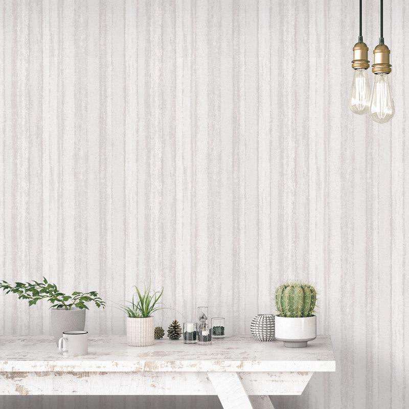 Ambiance Nomed Stripe Design 32.8' L x 21" W Wallpaper Roll, White/Neutral