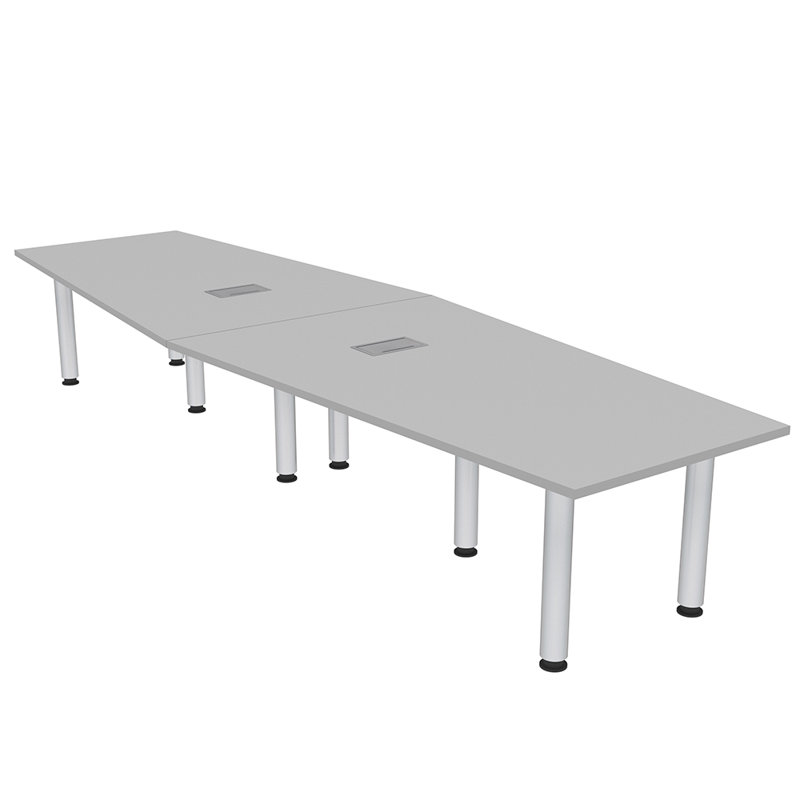 Pieds de table de conférence hexagonaux 10 pi, H 30 po x L 84 po x l 48 po, Gris clair, Argent argent