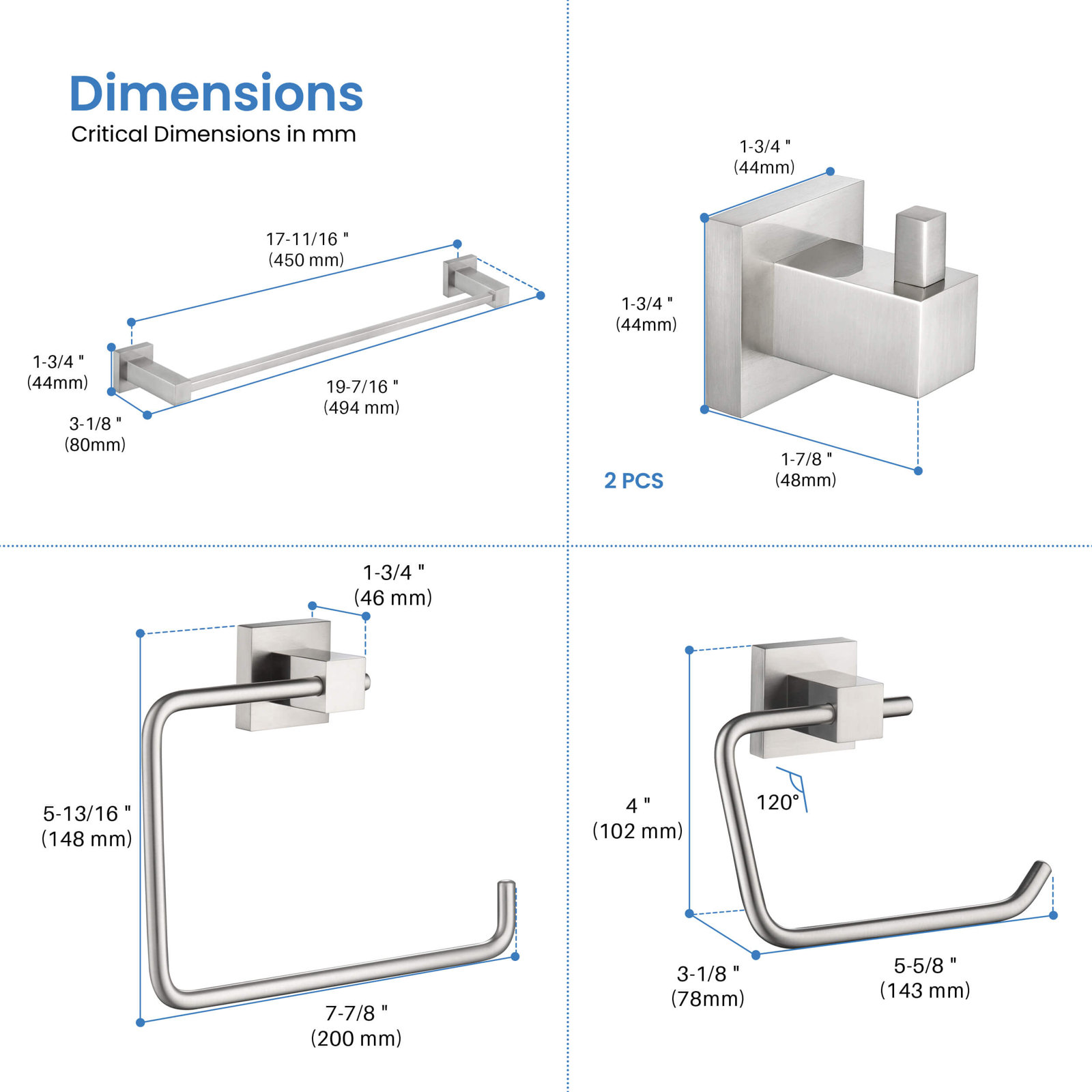5 - Piece Bathroom Hardware Set, Brushed Nickel