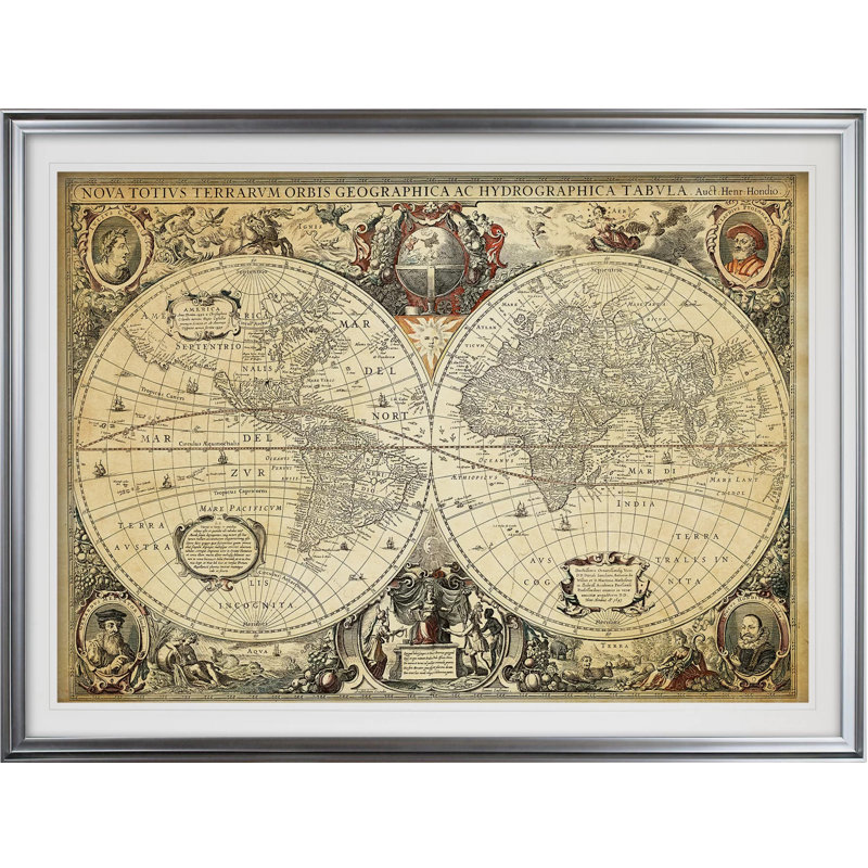 «Parchment Treasue Map», impression, H 22 po x l 30 po x P 1,5 po, Cadre argenté