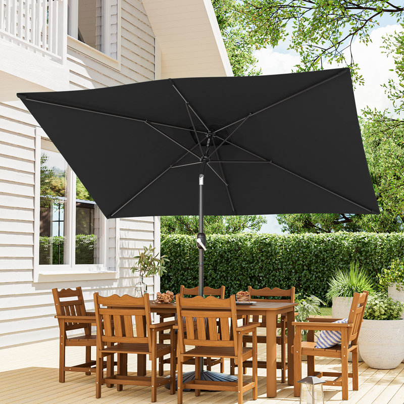 Parasol de marché rectangulaire 120 po x 78 po Doralia, Noir