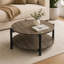 Table basse - Pieds en métal - Tablette inférieure ouverte - Plateau rond - Finition - transitionnel-192371462
