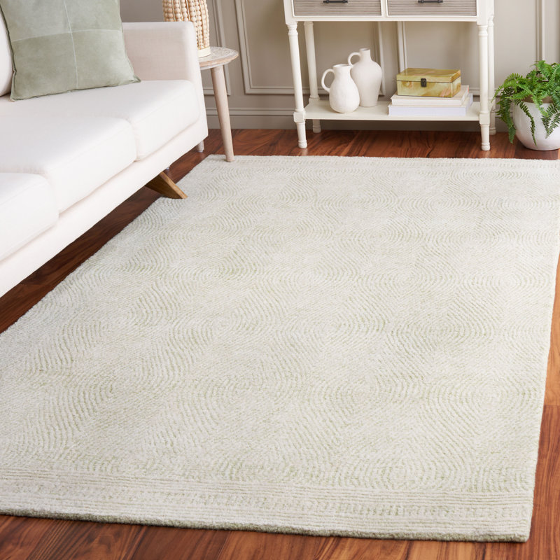 Rodanthi Geometric Shapes Wool Hand Tufted Area Rug, Rectangle 122 x 183 cm
