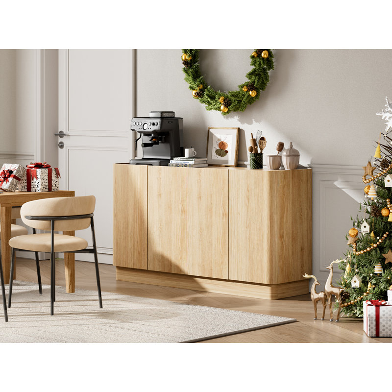 Avenley 55" Sideboard Buffet Cabinet With 2 Adjustable Shelves Storage Credenza Accent Cabinet For Dining Room Living Room Entryway