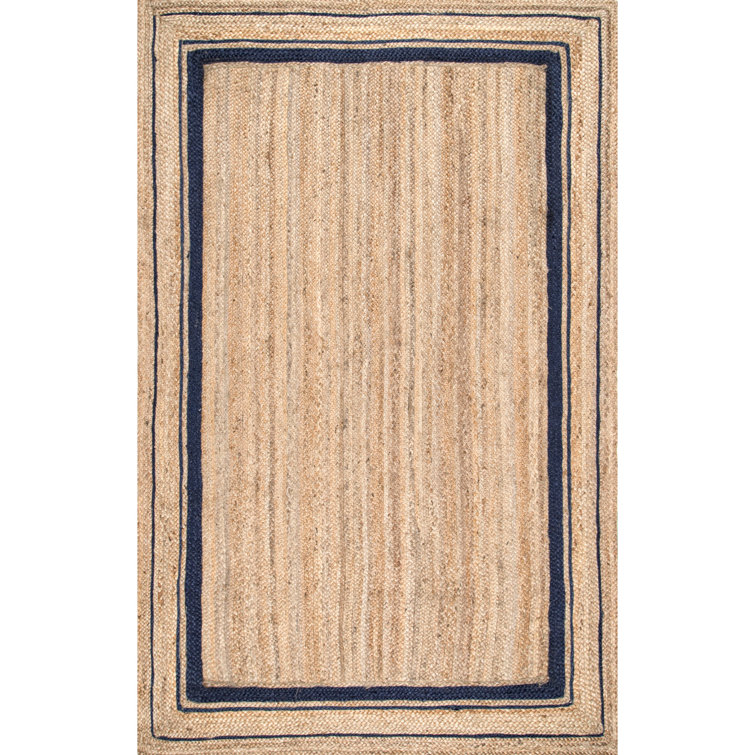 Speight Coastal Braided Power Loom Jute Brown/Navy Bordered Rug
