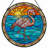 7.8"H Flamingo Sunset Stained Glass Window Panel-1245005601