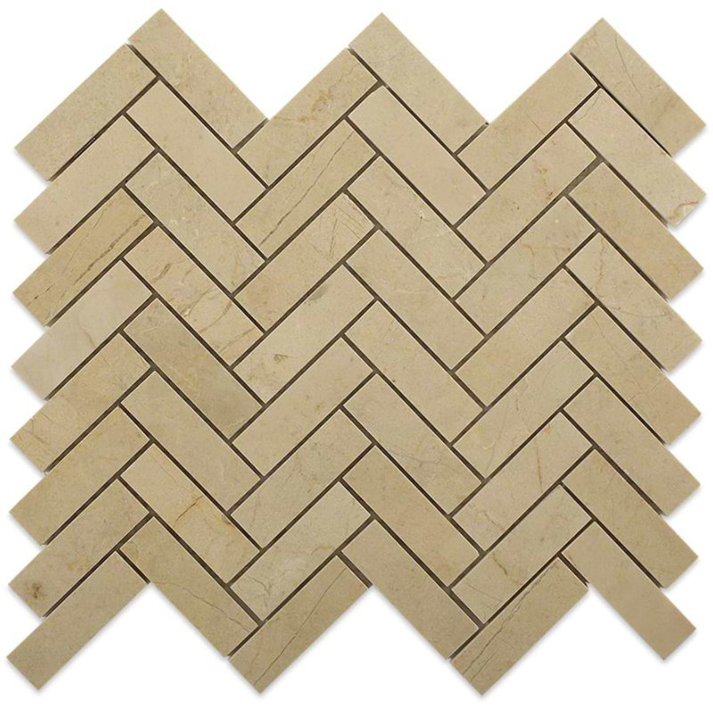 Crema Marfil Herringbone 1X3 Marble Mosaic Tiles