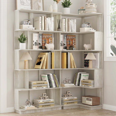 Set of 2 Free Combination Corner Bookshelf (55cm + 80cm, Dark OAK)