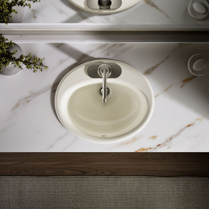 Lavabo de salle de bain ovale encastrable avec trop-plein Farmington, Biscuit