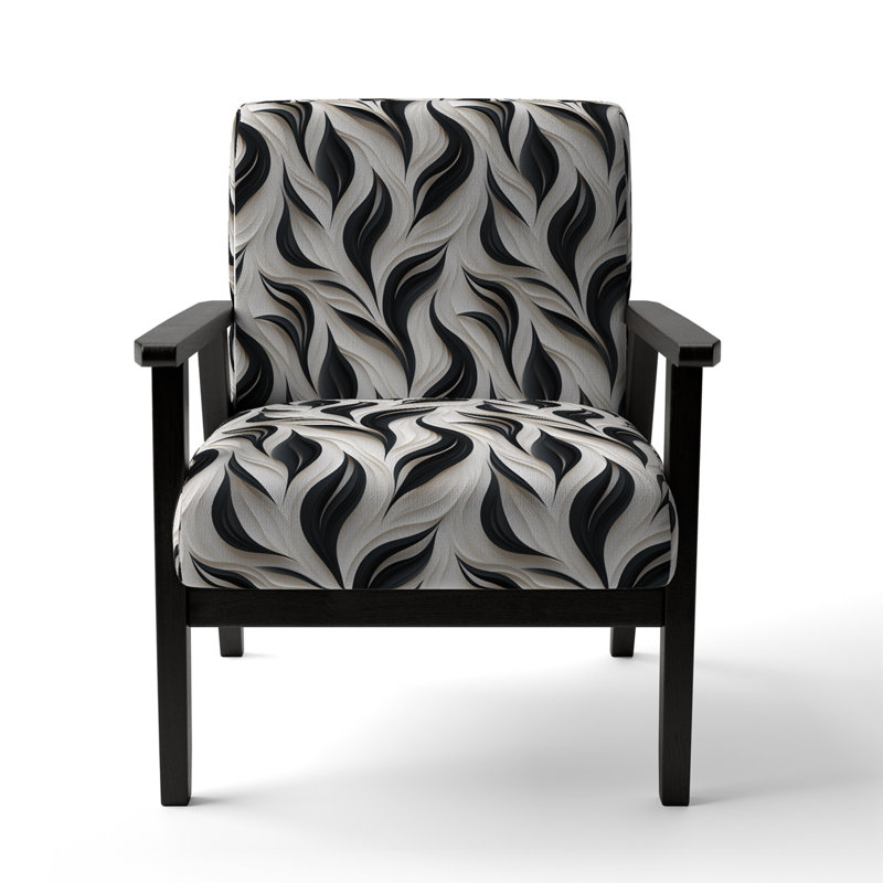 Chaise avec accoudoirs décorative blanche et noire Minimalist Elegance I, Accoudoirs carrés noirs