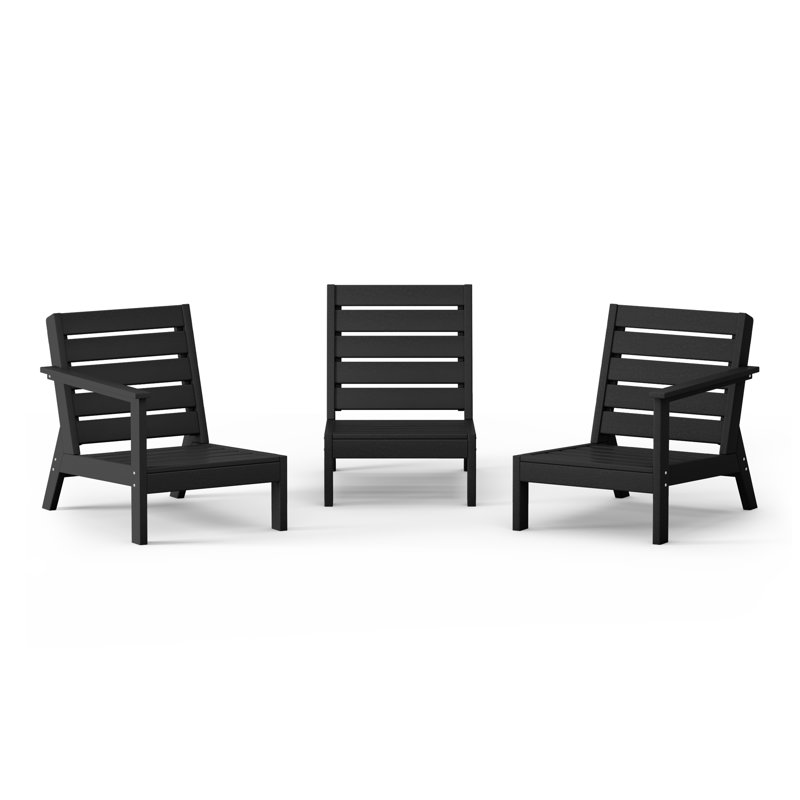 Ensemble de conversation à assise profonde 3 pièces, Noir, noir, noir, noir