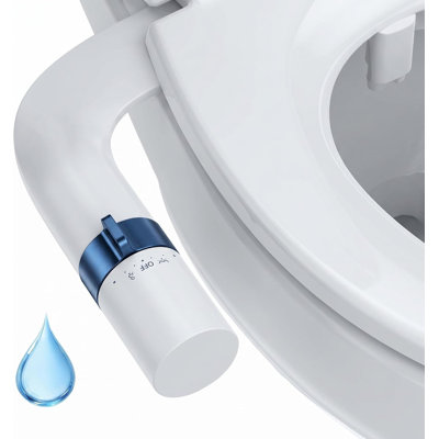 Accessoire de bidet ultra mince pour toilette, bidet non électrique à double buse avec anneau de contrôle bleu, pulvérisateur d'eau froide pour l'hygiène quotidienne de la salle de bain résidentielle
