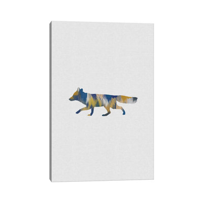 Renard bleu et jaune - impression d'art graphique