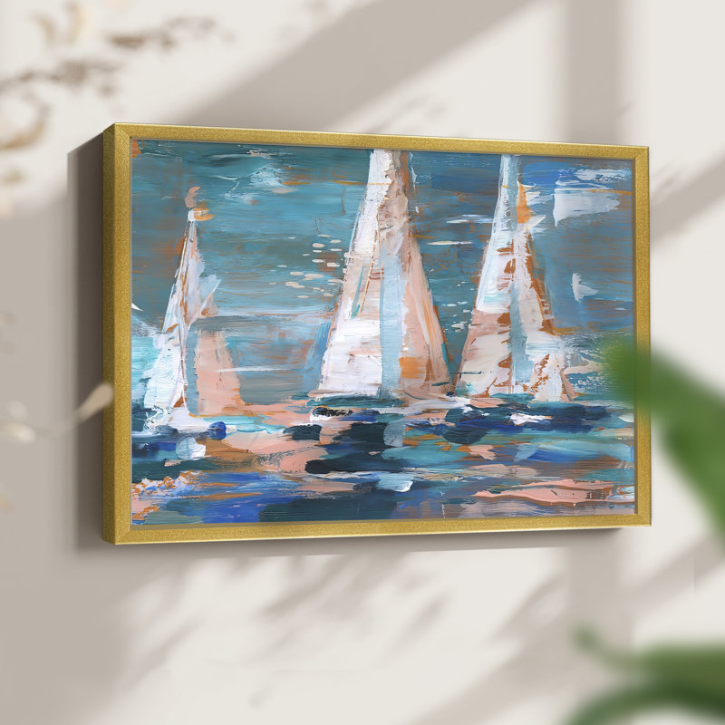 Pop Regatta II - Reproduction encadrée - Restickable, H 8 po x l 10 po, Doré