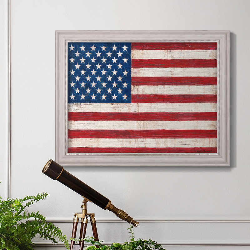 Toile encadrée de qualité supérieure Old Glory - prête à être accrochée, H 23 po x l 32 po x P 2,5 po, Encadré en gris clair