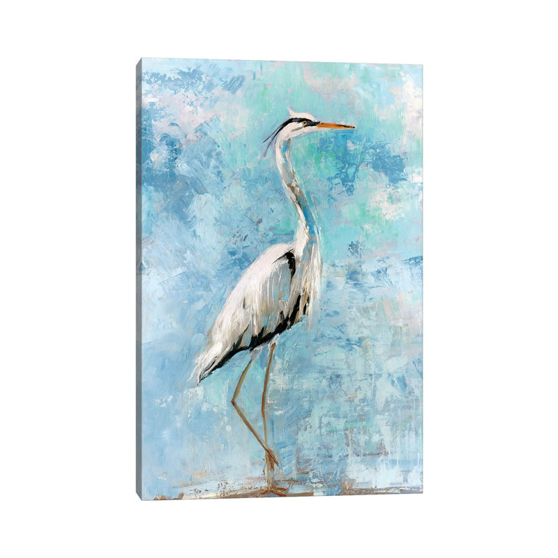 Hazy Morning Heron I by Sally Swatland - Wrapped Canvas Print, 20.32 cm H x 30.48 cm W