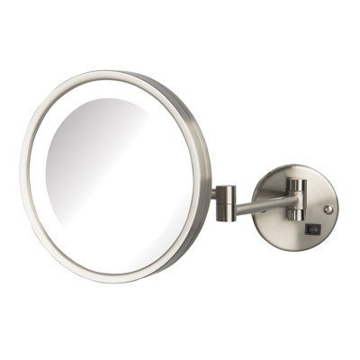 Chong 9.5" Lighted Wall Mount Magnified Makeup Mirror, Direct Wire