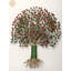 Arbre de vie, art mural en métal - Grande sculpture murale en laiton fabriquée à la main de 27 po avec incrustation colorée, pièce décorative pour le salon