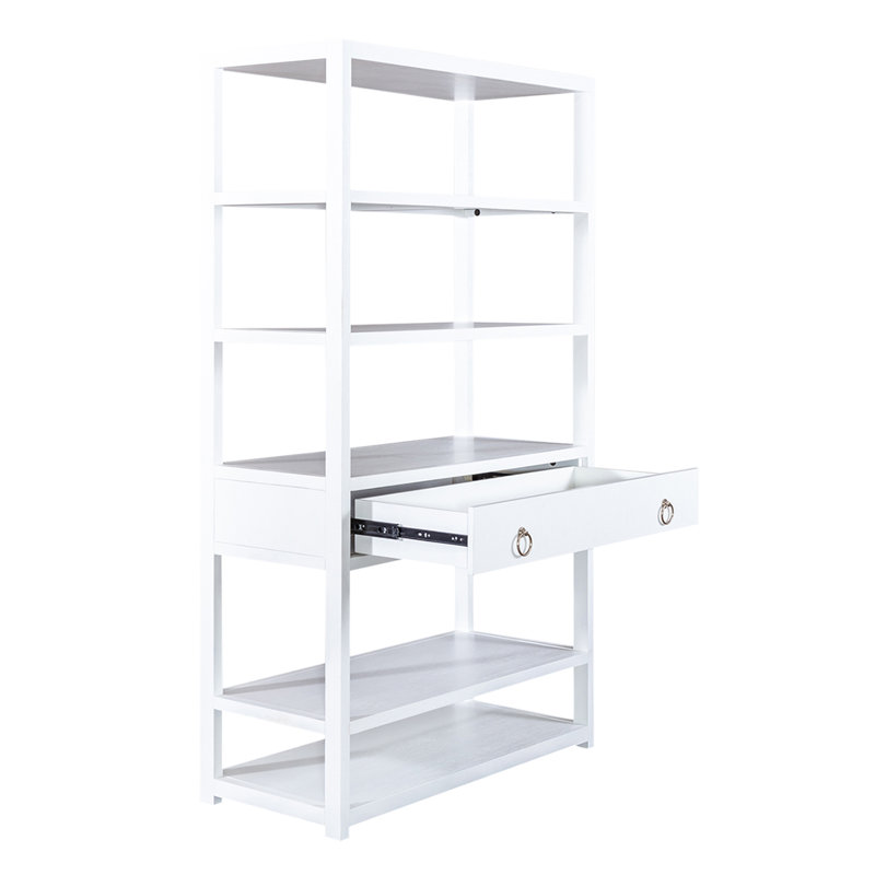 Ballentine 39'' Accent Bookcase w/ 6 Shelves & 1 Drawer, White