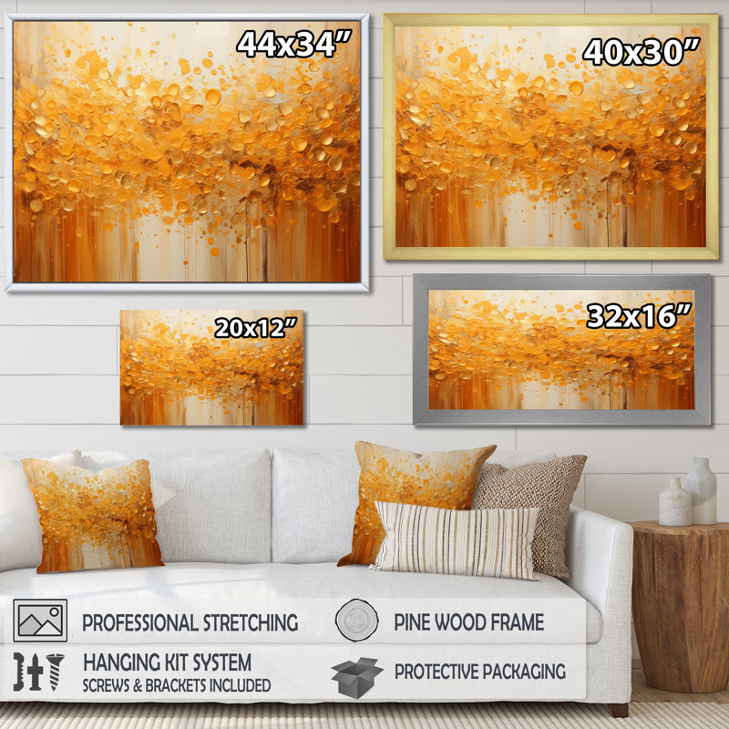 " Amber Glow III ", 24" H x 32" W x 1" D, Gold Floater Framed