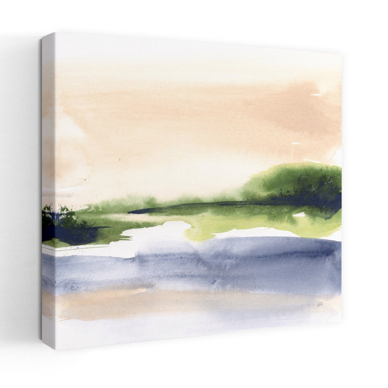 Pond View Ii, art abstrait contemporain, H 18 po x l 18 po
