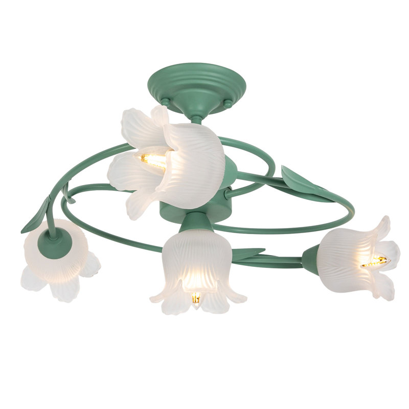4-Light Floral Shade Semi Flush Mount