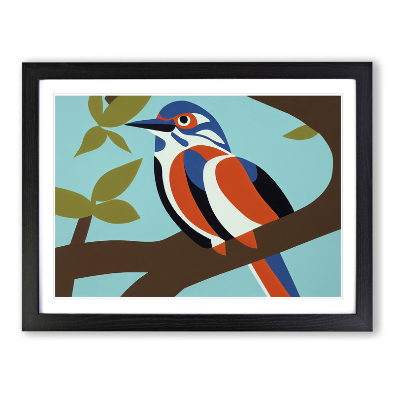 Kingfisher Bird Abstract Vol.2 - Framed Print, 25cm H x 34cm W x 2cm D, Black
