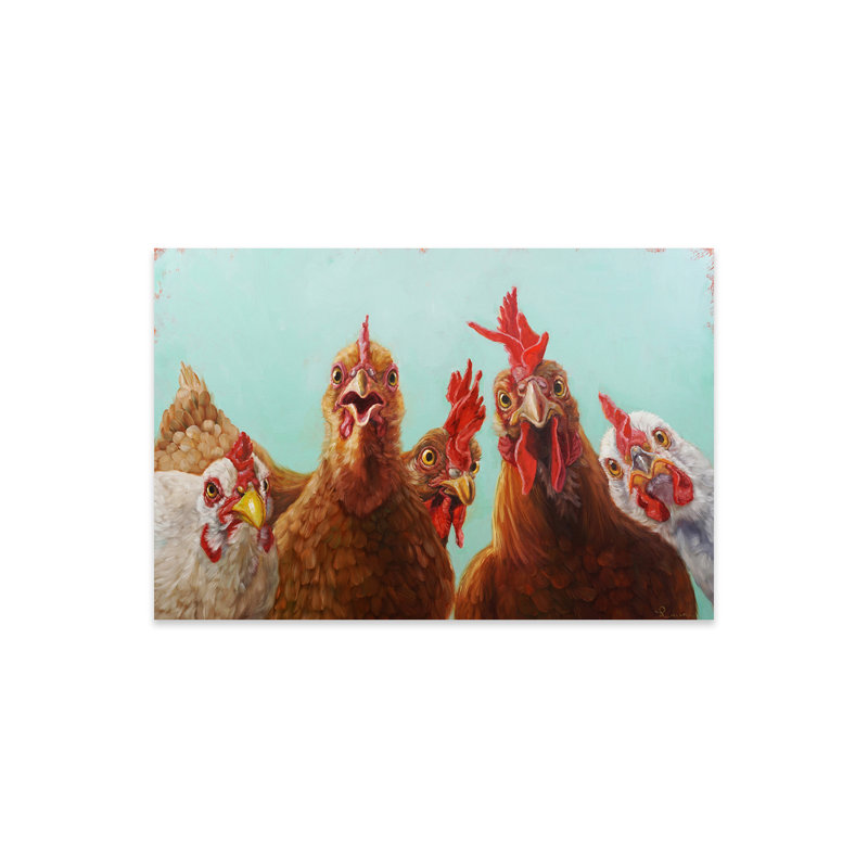 Poulet pour le dîner, impression sur verre acrylique, H 16 po x l 24 po x P 0,25 po