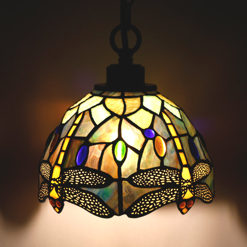 Luminaire suspendu en forme de libellule Tiffany, H 6 po x l 8 po x P 8 po