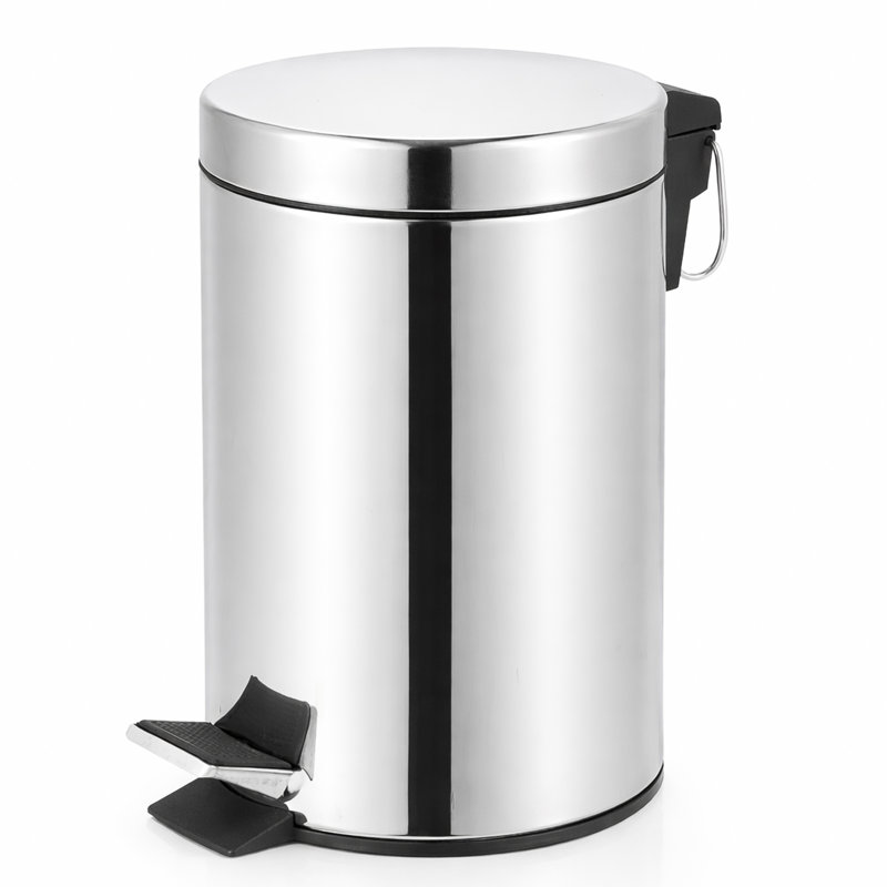 Crenshaw Metal Step On Kitchen Trash Can, Silver
