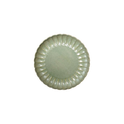 Round Stoneware Fluted Plate With Reactive Glaze