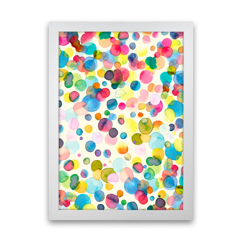 Watercolor Colorful Drops - Print, White Framed, 34cm H x 25cm W x 3cm D