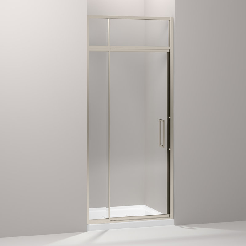 Porte de douche pivotante 36 po x 89,5 po avec pour vasistas à vapeur coulissante Lattis, Argent brillant