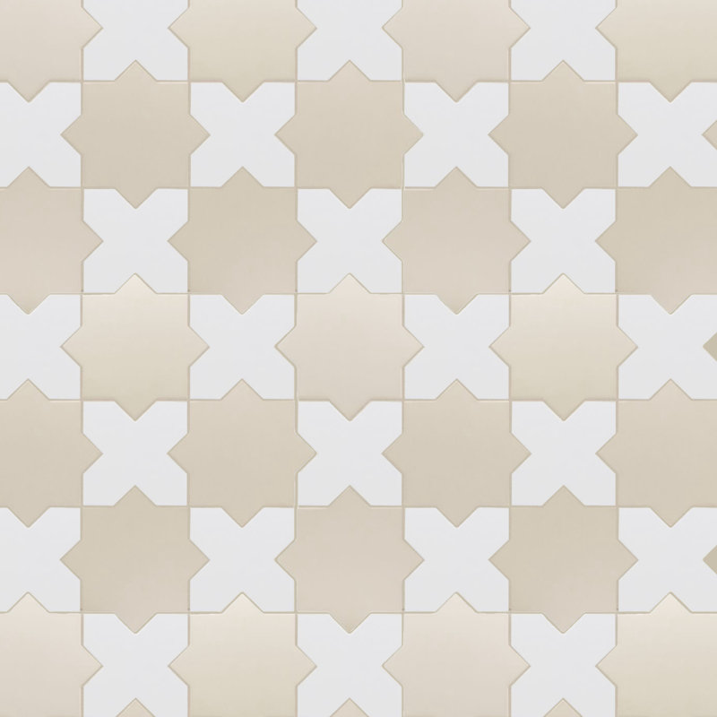 Porto Star+Cross 6.1 In. X 11.9 In. Porcelain Wall And Floor Tile (10.54 Sq. Ft. / Case), Taupe Star/White Cross