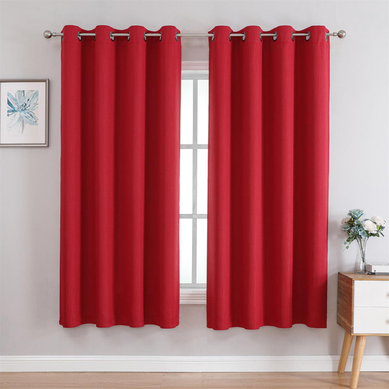 Embossed Blackout Curtain, 50" W x 63" L, Red