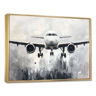 Aquarelle, avion, atterrissage sur la piste III - impression murale